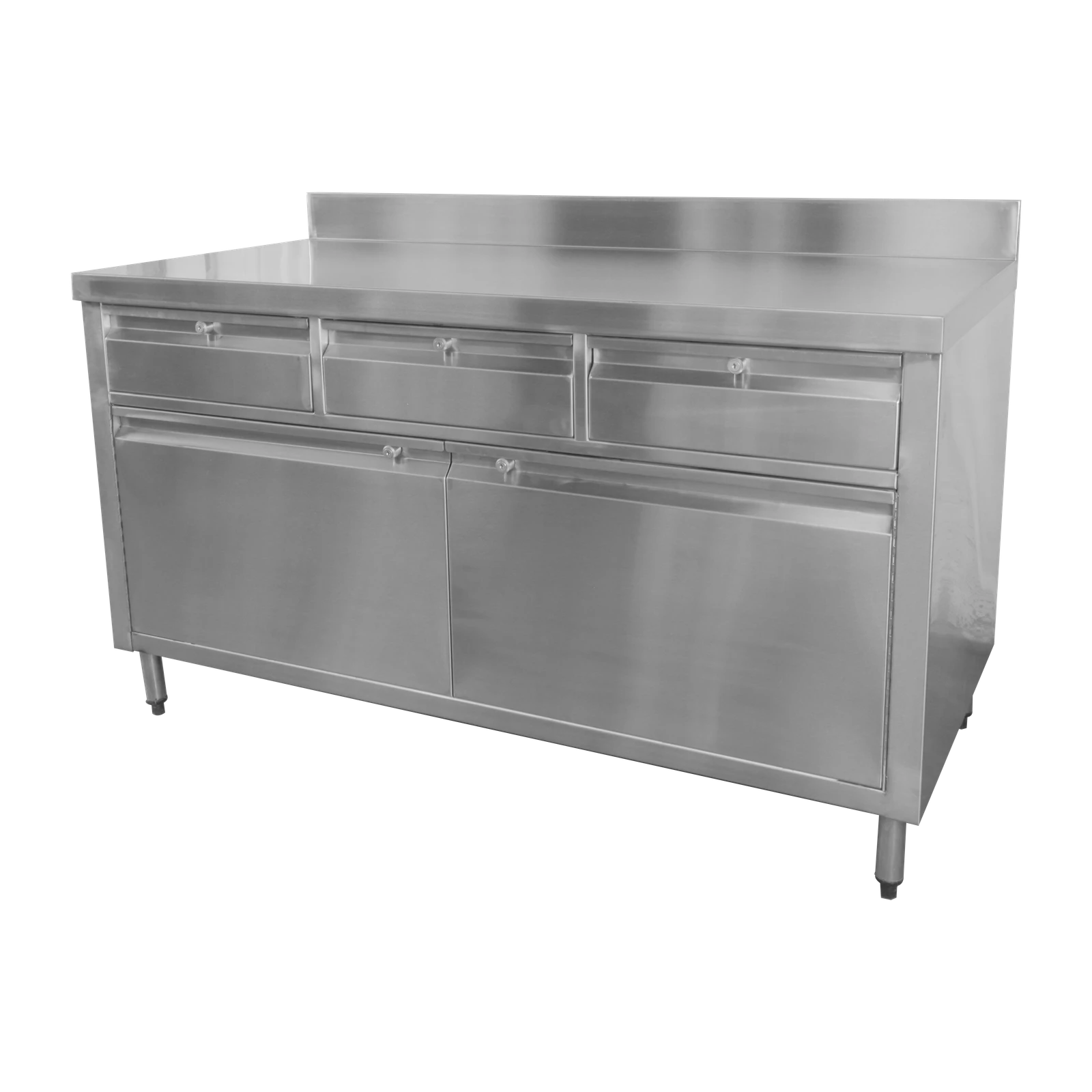 GASTRO Cabinet with 3 drawer, 2 swing door, and splashback