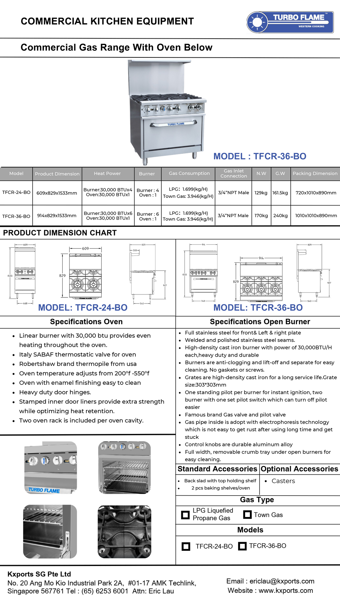 Turboflame TFCR-BO Gas Range with Oven