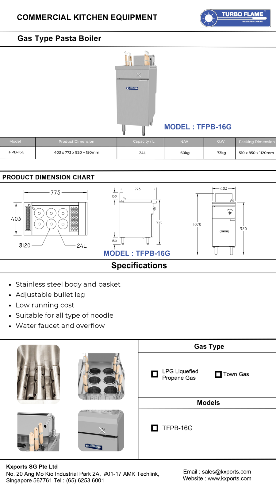 Turboflame TFPB Gas Pasta Boiler