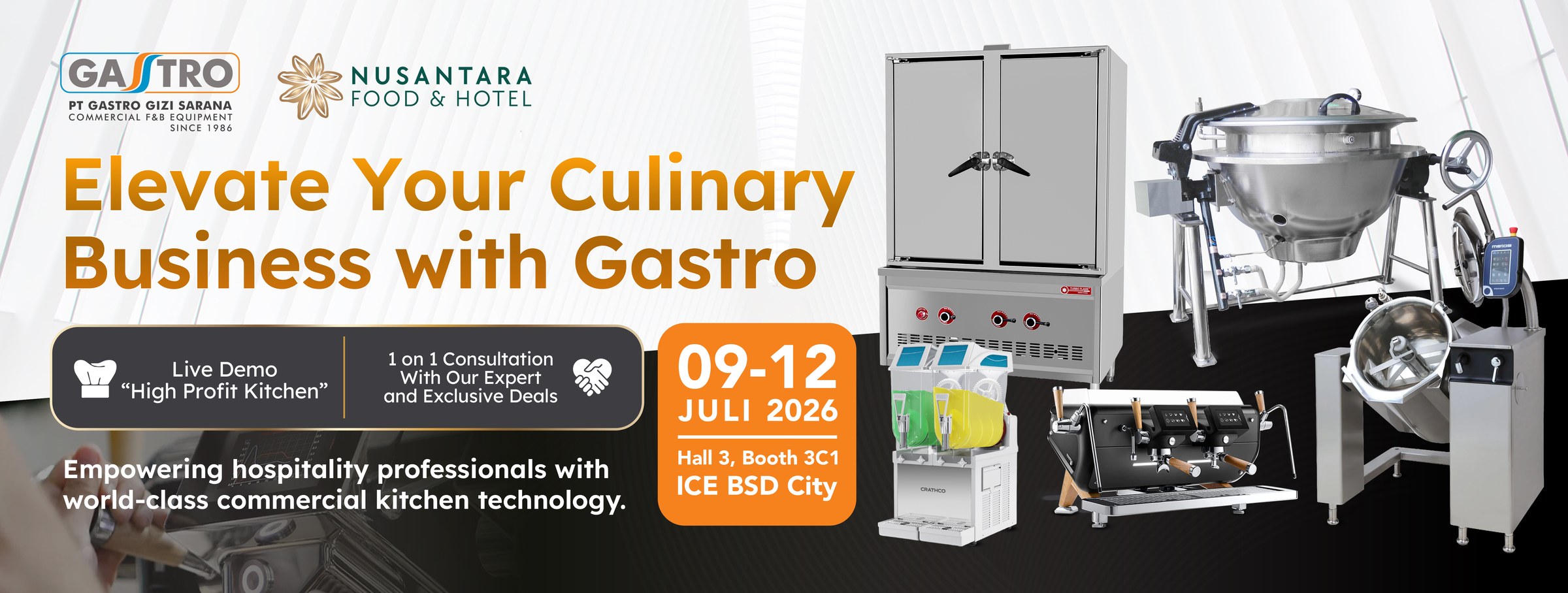 GASTRO at Nusantara Food & Hotel 2026 — Elevate Your Culinary Business, 9–12 July 2026, Hall 3 Booth 3C1, ICE BSD City